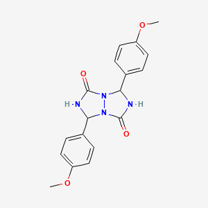 molecular formula C18H18N4O4 B12797066 3,7-Bis(4-methoxyphenyl)tetrahydro-1H,5H-(1,2,4)triazolo(1,2-a)(1,2,4)triazole-1,5-dione CAS No. 62442-19-7