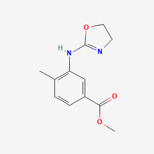 molecular formula C12H14N2O3 B12797155 p-Toluic acid, 3-(2-oxazolinyl)amino-, methyl ester CAS No. 102395-99-3