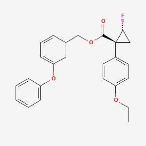 molecular formula C25H23FO4 B12797225 Cyclopropanecarboxylic acid, 1-(4-ethoxyphenyl)-2-fluoro-, (3-phenoxyphenyl)methyl ester, cis- CAS No. 101492-21-1