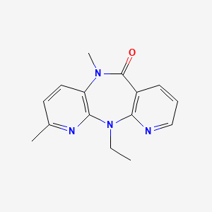 molecular formula C15H16N4O B12797232 2-ethyl-5,9-dimethyl-2,4,9,15-tetrazatricyclo[9.4.0.03,8]pentadeca-1(11),3(8),4,6,12,14-hexaen-10-one CAS No. 133627-11-9