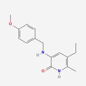 molecular formula C16H20N2O2 B12797564 2(1H)-Pyridinone, 5-ethyl-3-(((4-methoxyphenyl)methyl)amino)-6-methyl- CAS No. 145901-93-5