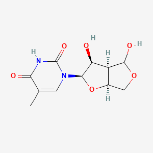 molecular formula C11H14N2O6 B12797877 2,4(1H,3H)-Pyrimidinedione, 1-(hexahydro-3,4-dihydroxyfuro(3,4-b)furan-2-yl)-5-methyl- CAS No. 130351-67-6