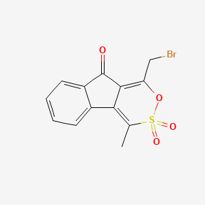 molecular formula C13H9BrO4S B12797938 1-(Bromomethyl)-4-methyl-9H-indeno(1,2-d)(1,2)oxathiin-9-one 3,3-dioxide CAS No. 55039-44-6