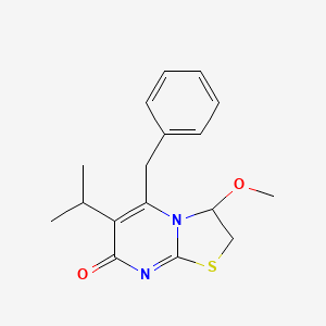 7H-Thiazolo(3,2-a)pyrimidin-7-one, 2,3-dihydro-3-methoxy-6-(1-methylethyl)-5-(phenylmethyl)-