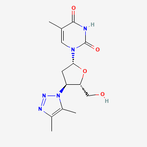 molecular formula C14H19N5O4 B12797971 Thymidine, 3'-deoxy-3'-(4,5-dimethyl-1H-1,2,3-triazol-1-yl)- CAS No. 131673-39-7