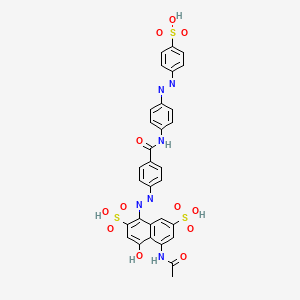 molecular formula C31H24N6O12S3 B12797985 5-(Acetylamino)-4-hydroxy-1-((4-((4-((4-sulfophenyl)diazenyl)anilino)carbonyl)phenyl)diazenyl)-2,7-naphthalenedisulfonic acid CAS No. 6949-08-2