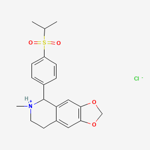 molecular formula C20H24ClNO4S B12797994 1,3-Dioxolo(4,5-g)isoquinoline, 5,6,7,8-tetrahydro-5-(p-(isopropylsulfonyl)phenyl)-6-methyl-, hydrochloride CAS No. 20884-96-2