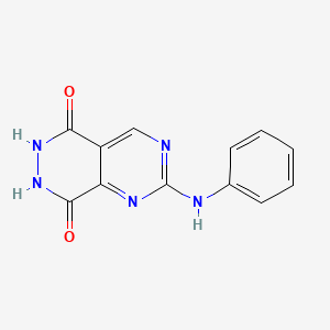 molecular formula C12H9N5O2 B12798034 2-Anilinopyrimido(4,5-d)pyridazine-5,8-diol CAS No. 6344-84-9