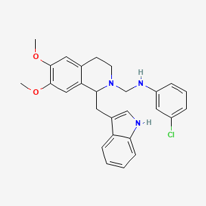 B12798562 2-((m-Chloroanilino)methyl)-6,7-dimethoxy-1-(3-indolylmethyl)-1,2,3,4-tetrahydroisoquinoline CAS No. 84218-38-2