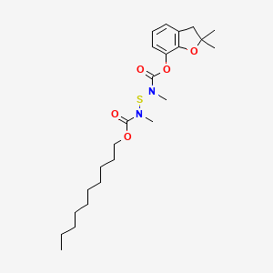 molecular formula C24H38N2O5S B12798880 Benzofuran, 2,3-dihydro-2,2-dimethyl-7-(N-(N-methyl-N-decyloxycarbonylaminothio)-N-methylcarbamoyloxy)- CAS No. 65907-34-8