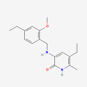 molecular formula C18H24N2O2 B12798940 2(1H)-Pyridinone, 5-ethyl-3-(((4-ethyl-2-methoxyphenyl)methyl)amino)-6-methyl- CAS No. 145901-99-1