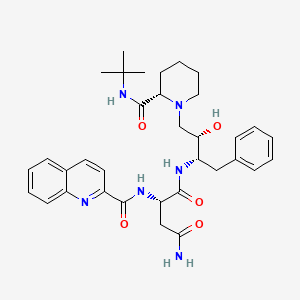 Butanediamide, N1-(3-(2-(((1,1-dimethylethyl)amino)carbonyl)-1-piperidinyl)-2-hydroxy-1-(phenylmethyl)propyl)-2-((2-quinolinylcarbonyl)amino)-, (2S-(1(1R*(R*),2R*),2R*))-