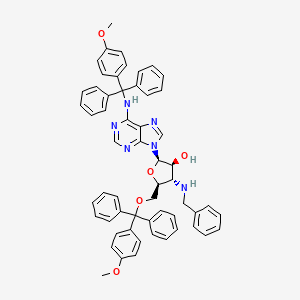 9H-Purin-6-amine, 9-(3-deoxy-5-O-((4-methoxyphenyl)diphenylmethyl)-3-((phenylmethyl)amino)-beta-D-arabinofuranosyl)-N-((4-methoxyphenyl)diphenylmethyl)-