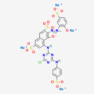 Cuprate(4-), (5-((4-chloro-6-((4-sulfophenyl)amino)-1,3,5-triazin-2-yl)amino)-4-(hydroxy-kappaO)-3-((2-(hydroxy-kappaO)-5-sulfophenyl)azo-kappaN1)-2,7-naphthalenedisulfonato(6-))-, tetrasodium