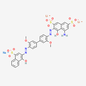 2,7-Naphthalenedisulfonic acid, 5-amino-4-hydroxy-3-((4'-((1-hydroxy-4-sulfo-2-naphthalenyl)azo)-3,3'-dimethoxy(1,1'-biphenyl)-4-yl)azo)-, dilithium monosodium salt