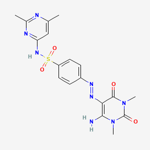 molecular formula C18H20N8O4S B12801087 Benzenesulfonamide, 4-((6-amino-1,2,3,4-tetrahydro-1,3-dimethyl-2,4-dioxo-5-pyrimidinyl)azo)-N-(2,6-dimethyl-4-pyrimidinyl)- CAS No. 29822-12-6