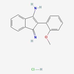 molecular formula C16H15ClN2O B12801102 1-Imino-2-(methoxyphenyl)-1H-inden-3-amine monohydrochloride CAS No. 32840-63-4