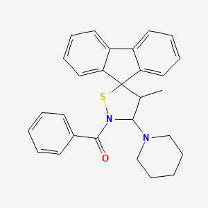 2'-Benzoyl-4'-methyl-3'-piperidin-1-ylspiro(fluorene-9,5'-isothiazolidine)