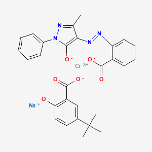 molecular formula C28H24CrN4NaO6 B12801918 Chromate(1-), (2-((4,5-dihydro-3-methyl-5-(oxo-kappaO)-1-phenyl-1H-pyrazol-4-yl)azo-kappaN1)benzoato(2-)-kappaO)(2-(hydroxy-kappaO)-5-(1,1-dimethylethyl)benzoato(2-)-kappaO)-, sodium CAS No. 68227-17-8