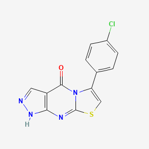 molecular formula C13H7ClN4OS B12801938 Pyrazolo(3,4-d)thiazolo(3,2-a)pyrimidin-4(1H)-one, 6-(4-chlorophenyl)- CAS No. 152423-09-1