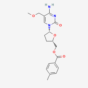 molecular formula C19H23N3O5 B12802292 Cytidine, 2',3'-dideoxy-5-(methoxymethyl)-, 5'-(4-methylbenzoate) CAS No. 133697-48-0