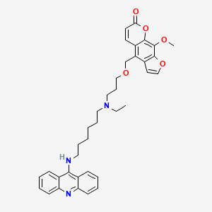 molecular formula C37H41N3O5 B12802606 7H-Furo(3,2-g)(1)benzopyran-7-one, 4-((3-((6-(9-acridinylamino)hexyl)ethylamino)propoxy)methyl)-9-methoxy- CAS No. 86863-20-9