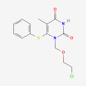 2,4(1H,3H)-Pyrimidinedione, 1-((2-chloroethoxy)methyl)-5-methyl-6-(phenylthio)-