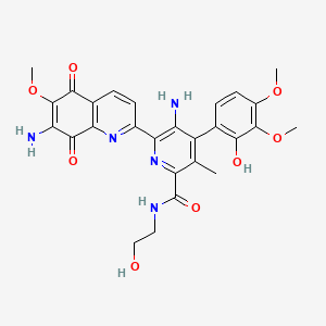 molecular formula C27H27N5O8 B12803317 Streptonigrin carboxamidoethanol CAS No. 99520-45-3