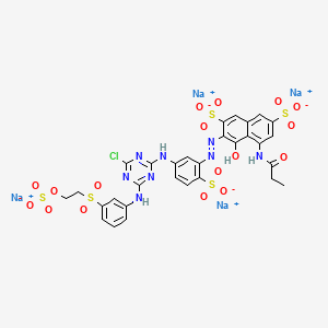 tetrasodium;3-[[5-[[4-chloro-6-[3-(2-sulfonatooxyethylsulfonyl)anilino]-1,3,5-triazin-2-yl]amino]-2-sulfonatophenyl]diazenyl]-4-hydroxy-5-(propanoylamino)naphthalene-2,7-disulfonate