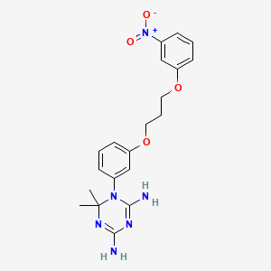 molecular formula C20H24N6O4 B12803359 1,3,5-Triazine-2,4-diamine, 1,6-dihydro-6,6-dimethyl-1-(3-(3-(3-nitrophenoxy)propoxy)phenyl)- CAS No. 151648-42-9