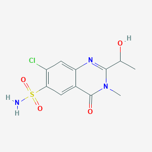 7-Chloro-3,4-dihydro-2-(1-hydroxyethyl)-3-methyl-4-oxo-6-quinazolinesulfonamide, (+/-)-