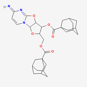 molecular formula C31H39N3O6 B12803469 [5-(adamantane-1-carbonyloxy)-10-imino-3,7-dioxa-1,9-diazatricyclo[6.4.0.02,6]dodeca-8,11-dien-4-yl]methyl adamantane-1-carboxylate CAS No. 64130-39-8