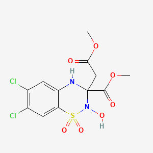 2H-1,2,4-Benzothiadiazine-3-acetic acid, 6,7-dichloro-3,4-dihydro-2-hydroxy-3-(methoxycarbonyl)-, methyl ester, 1,1-dioxide