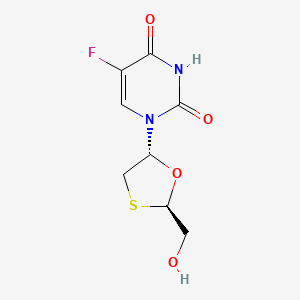 2,4(1H,3H)-Pyrimidinedione, 5-fluoro-1-(2-(hydroxymethyl)-1,3-oxathiolan-5-yl)-, (2R-trans)-