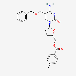 Cytidine, 2',3'-dideoxy-5-((phenylmethoxy)methyl)-, 5'-(4-methylbenzoate)