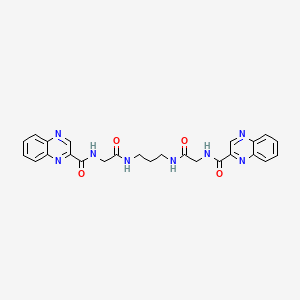 molecular formula C25H24N8O4 B12803789 2-(Quinoxalin-2-ylcarbonylamino)-N-(3-(2-(quinoxalin-2-ylcarbonylamino)acetylamino)propyl)acetamide CAS No. 6953-46-4