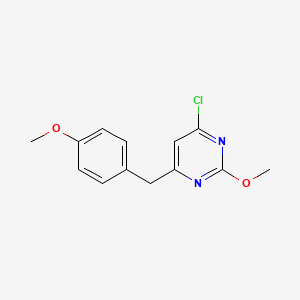 molecular formula C13H13ClN2O2 B12803840 Pyrimidine, 4-chloro-2-methoxy-6-((4-methoxyphenyl)methyl)- CAS No. 143467-63-4