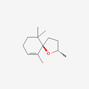 molecular formula C13H22O B12803960 1-Oxaspiro(4.5)dec-6-ene, 2,6,10,10-tetramethyl-, (2R,5S)-rel- CAS No. 43126-21-2