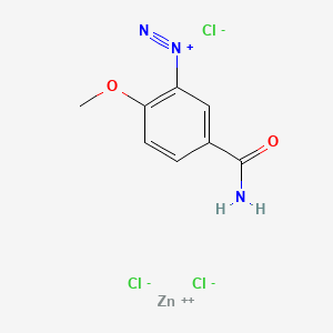 molecular formula C8H8Cl3N3O2Zn B12803981 Benzenediazonium, 5-(aminocarbonyl)-2-methoxy-, trichlorozincate(1-) CAS No. 68540-96-5