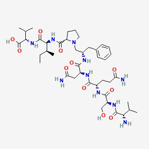 molecular formula C42H68N10O11 B12804048 H-Val-Ser-Gln-Asn-Phe-psi(CH2N)-Pro-Ile-Val-OH CAS No. 124020-61-7