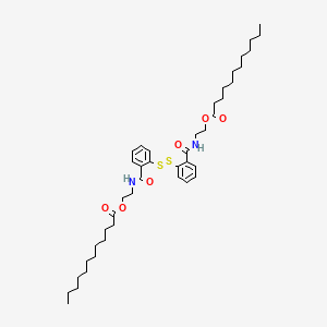 molecular formula C42H64N2O6S2 B12804071 2,2'-Dithiobis(N-(2-(lauroxyloxy)ethyl)benzamide) CAS No. 78010-13-6