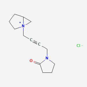 molecular formula C13H19ClN2O B12804111 (-)-1-(4-(2-Oxo-1-pyrrolidinyl)-2-butynyl)-1-azoniabicyclo(3.1.0)hexane chloride CAS No. 121051-64-7