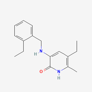 molecular formula C17H22N2O B12804189 2(1H)-Pyridinone, 5-ethyl-3-(((2-ethylphenyl)methyl)amino)-6-methyl- CAS No. 145901-88-8