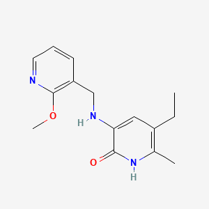 molecular formula C15H19N3O2 B12804210 2(1H)-Pyridinone, 5-ethyl-3-(((2-methoxy-3-pyridinyl)methyl)amino)-6-methyl- CAS No. 145901-78-6