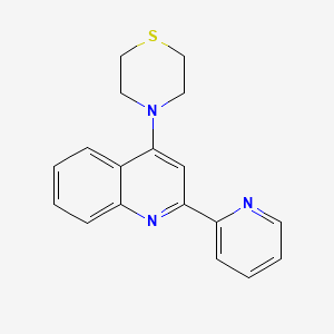 Quinoline, 2-(2-pyridinyl)-4-(4-thiomorpholinyl)-