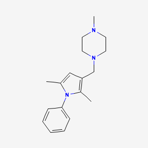 molecular formula C18H25N3 B12805403 Piperazine, 1-((2,5-dimethyl-1-phenyl-1H-pyrrol-3-yl)methyl)-4-methyl- CAS No. 138222-78-3