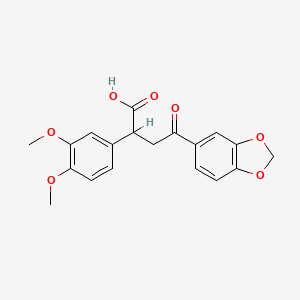 molecular formula C19H18O7 B12805449 4-(1,3-Benzodioxol-5-yl)-2-(3,4-dimethoxyphenyl)-4-oxobutanoic acid CAS No. 41303-68-8