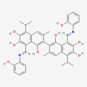 8,8'-bis((E)-((2-hydroxyphenyl)imino)methyl)-5,5'-diisopropyl-3,3'-dimethyl-2,2'-binaphthalene-1,1',6,6',7,7'-hexol