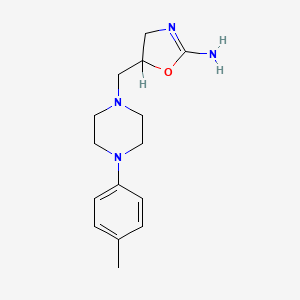 molecular formula C15H22N4O B12805520 4,5-Dihydro-5-((4-(4-methylphenyl)-1-piperazinyl)methyl)-2-oxazolamine CAS No. 144881-37-8