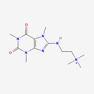 molecular formula C13H23N6O2+ B12805525 1,3,7-Trimethyl-8-((2-(trimethyl-lambda(5)-azanyl)ethyl)amino)-3,7-dihydro-1H-purine-2,6-dione CAS No. 5442-57-9